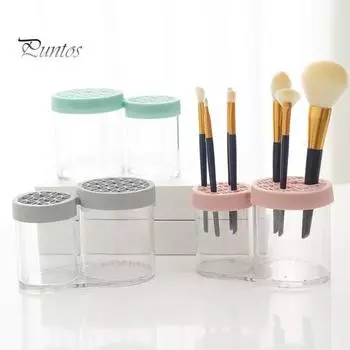 Сушилка для кистей для макияжа, противоскользящая силиконовая сетка, большая емкость, с несколькими отверстиями, круглая столешница, спонж для лица, пуховка, косметический держатель для кистей, органайзер серый