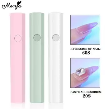 Сушилка для ногтей Monja, 3 Вт, портативная мини-светодиодная лампа, портативный УФ-гель-лак, отверждаемый клей, быстросохнущий USB-зарядка, фонарик, маникюрные инструменты