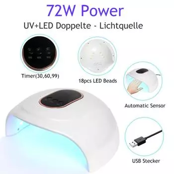 Сушилка для ногтей PHOENIXY 72 Вт, светодиодные УФ-лампы для сушки гель-лака для ногтей USB