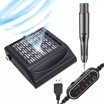 Сушилка для ногтей Пылесос для ногтей Пылесос для самостоятельного удаления геля с ногтей Уход за ногтями Мощное всасывание 100 Вт Вращение 4500 об/мин