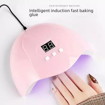 Сушилка для ногтей с розовым светодиодом мощностью 54 Вт — быстросохнущая, индукционная, бережная к рукам model: X3 розовый