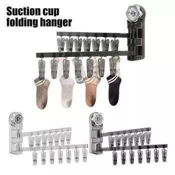 Сушилка для носков настенная вращающаяся сушилка для вешалок 28 зажимов прочная несущая способность простая установка сушилка для ванной комнаты чёрный