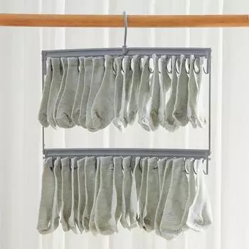 Сушилка для носков, нижнего белья с вращающимся крючком, прочная несущая ветрозащитная вешалка для сушки одежды серый