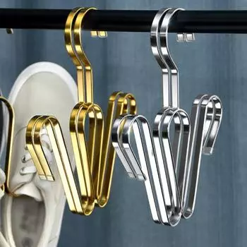 Сушилка для обуви из нержавеющей стали, двойной крючок, вешалка для обуви, осушитель, подвесной кожаный органайзер для обуви, шкаф-органайзер серебряный