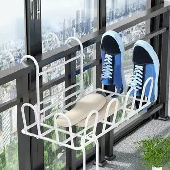 Сушилка для обуви с крючком, подвижная, полая, быстросливная, балконная направляющая, крепление на раму окна в помещении, утюг, держатель для обуви, носков, полотенец, корзина для одежды B белый