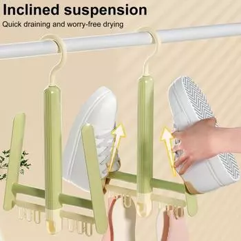 Сушилка для обуви с вращающимся на 360 градусов крючком, прочная несущая ветрозащитная стелька, вешалка для одежды зелёный