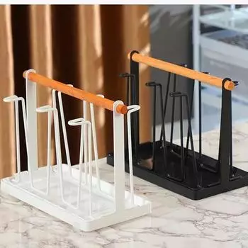 Сушилка для очков, подставка для чашки чая, сушилка, кофейная кружка, стакан-органайзер, деревянная ручка, кухонная стойка для хранения, металлический утюг белый
