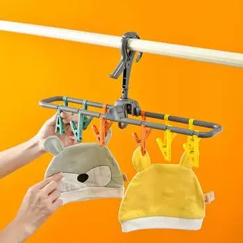 Сушилка для одежды для младенцев, вешалка для одежды, вращающаяся на 360 градусов, складная конструкция, переносная, для носков и нижнего белья A серый