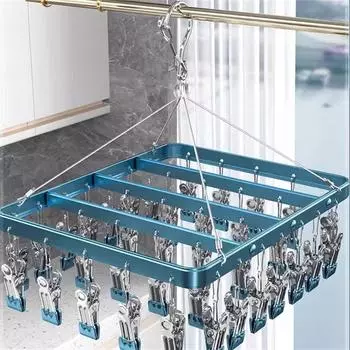 Сушилка для одежды из алюминиевого сплава с 26 зажимами, многофункциональная, для сушки домашних носков и нижнего белья, водонепроницаемая и солнцезащитная