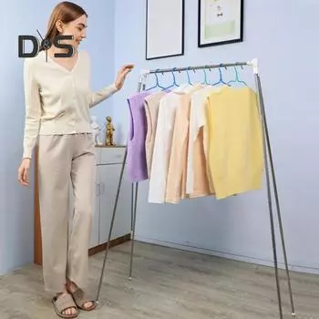 Сушилка для одежды Прочная несущая высокая стабильность Легкая выдвижная регулируемая конструкция Складная вешалка для одежды с сумкой для хранения серебряный