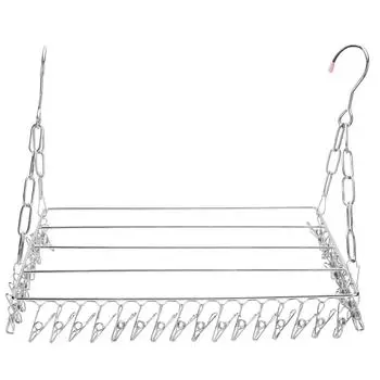 Сушилка для одежды с 36 зажимами из нержавеющей стали, вешалка для носков и обуви, органайзер для балкона