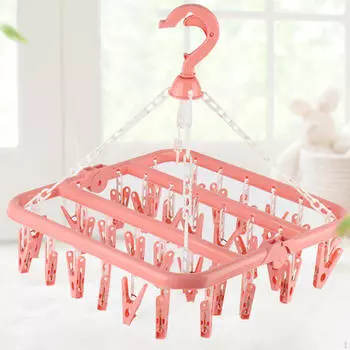 Сушилка для одежды, вешалка для носков, 32 зажима, вешалки для домашнего хранения, подвесная корзина для нижнего белья синий