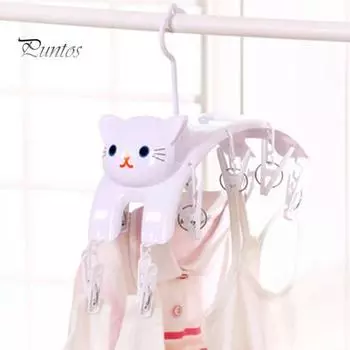 Сушилка для одежды, вешалка для одежды в форме милого кота, дизайн с несколькими крючками, органайзер для полотенец, носков, шапок для дома жёлтый