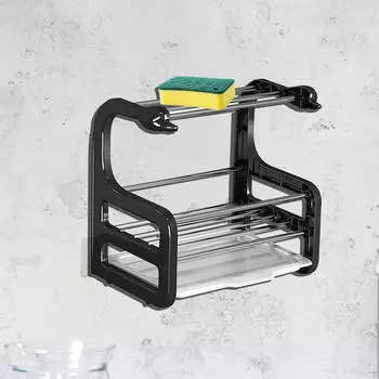 Сушилка для посуды, держатель для кухонных губок с поддоном для сбора жира, вешалка для тряпок, вешалка для полотенец, чай wall mounted