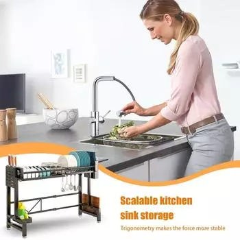 Сушилка для посуды над раковиной, двухъярусная сушилка для посуды, органайзер для раковины, нержавеющая сталь, экономящая место, сушилка для посуды на кухне