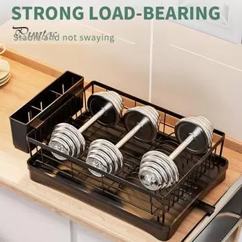 Сушилка для посуды Прочная конструкция Экономия места Простая установка Кухонная столешница Сушилка для посуды Держатель для столовых приборов чёрный