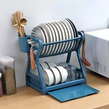 Сушилка для посуды, сушилка для посуды, кухонное хранилище, двухъярусная полка для сушки посуды, держатель для ножей, подставка для разделочной доски