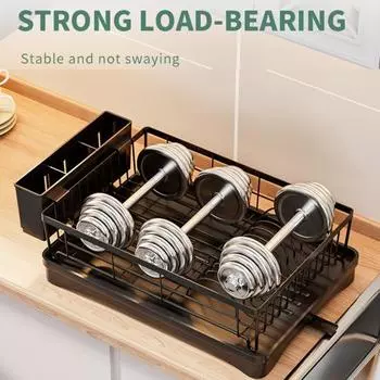 Сушилка для посуды Yousheng, прочная конструкция, экономящая место, простая установка, кухонная столешница, сушилка для посуды, держатель для столовых приборов чёрный