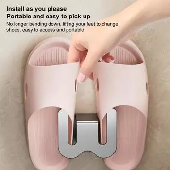 Сушилка для тапочек, без пробивания отверстий, противоскользящий водонепроницаемый держатель для тапочек в ванной, быстрая установка, выдерживающие большую нагрузку шлепанцы, настенный органайзер серый