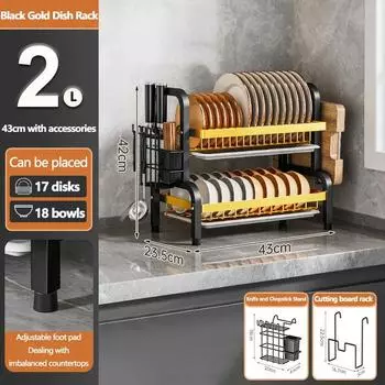 Сушка для посуды Компактная кухонная сушилка для посуды Сушка для посуды из нержавеющей стали Большая вместимость Сушка для посуды на кухне Сушка для хранения