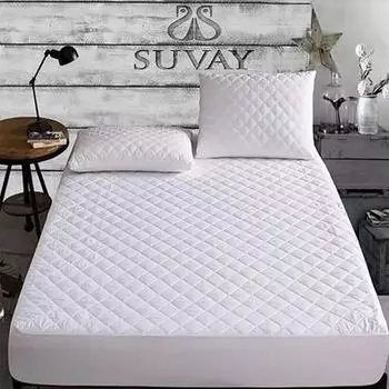 Suvay стеганый встроенный матрас протектор матрас хлопок 160 см x 200 см двойной матрас (9 РАЗНЫХ РАЗМЕРОВ)