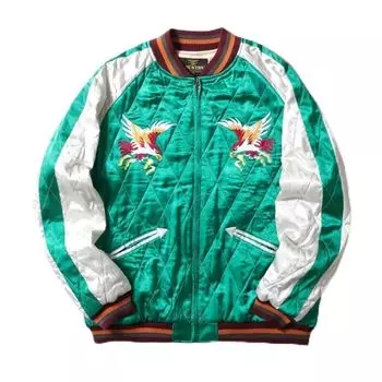 СУВЕНИРНАЯ КУРТКА ИЗ СТЕГАНОГО РИСОНА 51393 ЗЕЛЕНАЯ [Хьюстон] (EAGLE) зелёный
