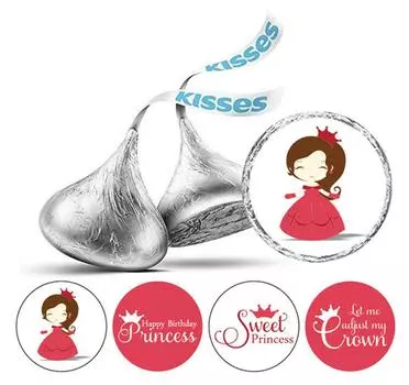 Сувенир Darling 190 шт. Сладкие наклейки на день рождения принцессы с поцелуями - черные и блестящие 0.75 Inches Diameter фиолетовый