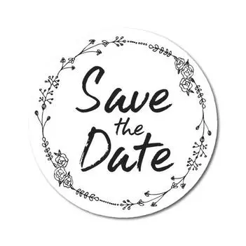 Сувенир Darling 1,6 дюйма, белая круглая роза, нарисованная вручную, цветочный венок, наклейки Save The Date - 45 шт. 1.6 Inches Diameter синий