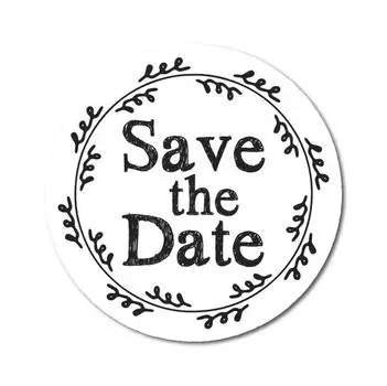Сувенир Darling 1,6 дюйма круглый классический белый венок Save The Date наклейки конверты печати-45 шт 1.6 Inches Diameter синий