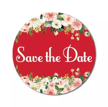 Сувенир Darling DIY 1,6 дюйма Красная круглая роза Цветок Save The Date Наклейки Конверты Печати-45 шт 1.6 Inches Diameter белый