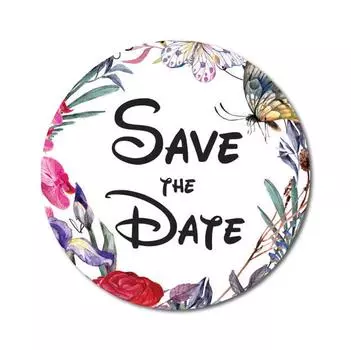 Сувенир Darling, круглые, 45 шт., элегантные белые цветочные и окантовочные наклейки Save The Date - 1,6 дюйма 1.6 Inches Diameter синий