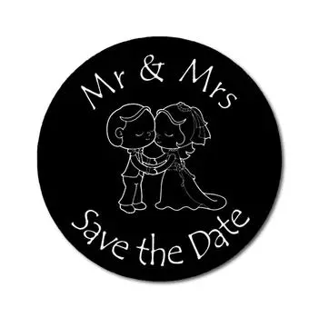 Сувенир Darling круглый 45 штук свадебная пара сохранить дату наклейки конверты печати DIY сувенир для вечеринки - черный 1.6 Inches Diameter синий