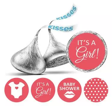 Сувенир Darling Souvenir arling 190 шт. Наклейки It s A Girl Поцелуи Праздничный подарок Конфеты 0.75 Inches Diameter золотой