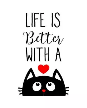 Сувенир Darling Жизнь становится лучше с принтом из мешковины в виде мордочки котенка. Декор для стен. Идея подарка для любителей домашних животных. Только с принтом из мешковины. Burlap Print Only(8 x 10 Inches) бежевый