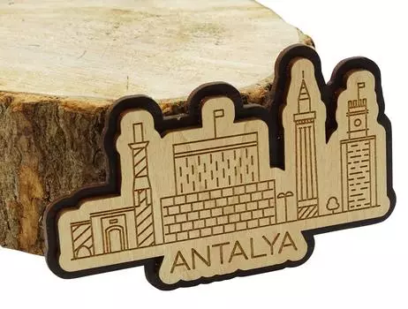 Сувенир Printtoo с гравировкой Девичья башня Турция деревянный магнит на холодильник подарок 2 x 4 Inches коричневый