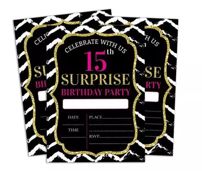 Сувенирная черная пригласительная открытка на день рождения Darling, для печати, заполнения или записи, приглашения для вечеринок, упаковка из 28 5 x 7 5 x 7 Inches чёрный