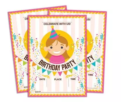 Сувенирная многоцветная пригласительная открытка на день рождения Darling, для печати, заполнения или записи, приглашения для вечеринок, упаковка из 28 5 x 7 5 x 7 Inches разноцветный