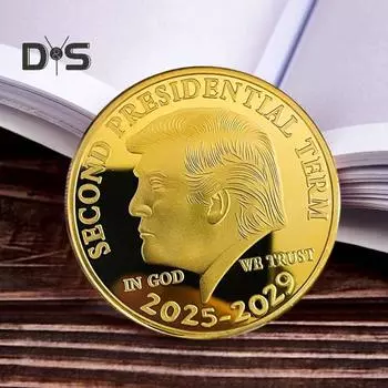Сувенирная монета Трампа Второй президентский срок 2025-2029 гг. Коллекционная металлическая сувенирная монета с изображением Трампа Подарок для сторонников MAGA KAG серебряный