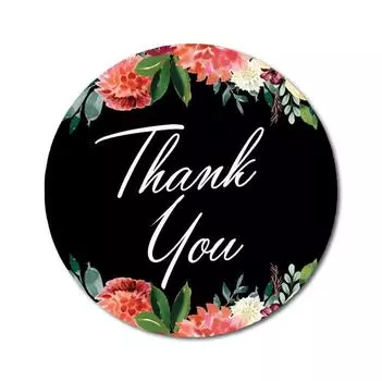 Сувенирная упаковка Darling из 45 круглых хризантем с цветочным бордюром, черные наклейки с благодарностью-1.6 1.6 Inches Diameter синий