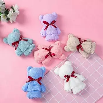 Сувенирное полотенце в виде медведя Подарок на свадьбу Подарок на день рождения Приз за открытие Детский сад Творческий подарок Полотенце в виде медведя белый