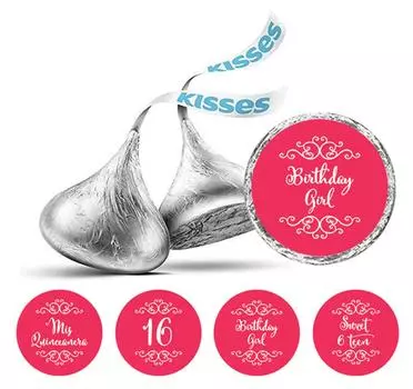 Сувенирные наклейки на 16-й день рождения Quinceanera 190 шт. Этикетки на шоколадные конфеты 0.75 Inches Diameter красный