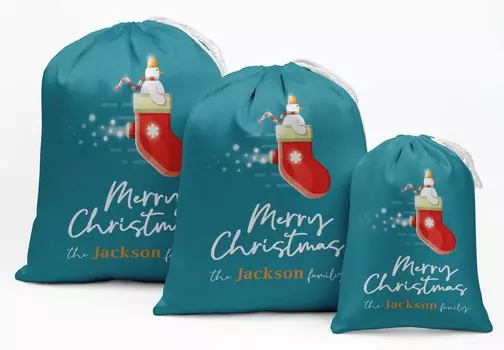 Сувенирные синие сувениры для рождественских вечеринок на заказ, сумки-мешки на шнурках, 15 шт. 8 x 10 Inches белый