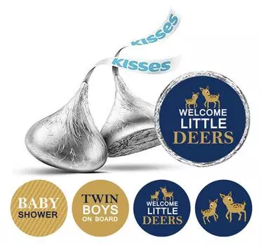 Сувенирный набор Darling из 190 шт. Наклейки на тему Baby Shower с поцелуями, этикетки для конфет - синие и светлые 0.75 Inches Diameter красный