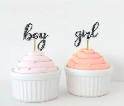 Сувенирный подарок Darling, раскрывающий пол, топперы для кексов, украшения для десерта для мальчиков и девочек, близнецы, детский душ, упаковка Pack Of 40