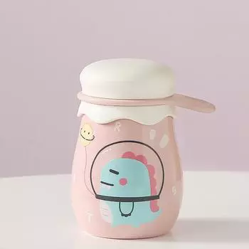 Сувенирный подарок с крышкой, чашка для пудинга, мультяшная милая офисная керамическая чашка, высокая эстетика, высокая термостойкость, кружка 350ML