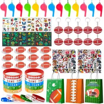 Сувениры для футбольной вечеринки, 122 шт. сувениров для футбольной вечеринки - сумки для футбольной вечеринки, браслеты, наклейки и т. д. Сувениры для регбийной вечеринки для декора футбольной вечеринки as the picture разноцветный