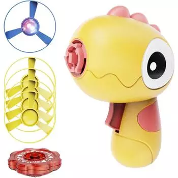 Сувениры для вечеринок с дисковой пусковой установкой, игрушка-пусковая установка с светящимся гироскопом, вращающийся шутер, игрушка с летающим диском в форме динозавра, интерактивная игрушка с излучающим котом 8*6*12cm жёлтый
