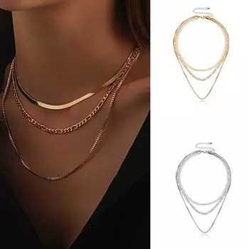 Сувениры из путешествий Хип-хоп сплав Популярные панк-подарки Короткое ожерелье Многослойное ожерелье Золото/Серебро золотистый