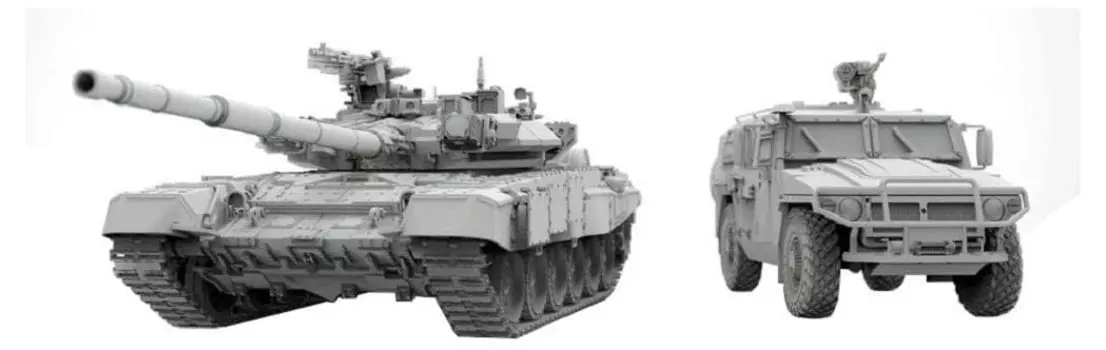 Suyata Russian Army Main Battle Tiger Armored Vehicle Plastic Model 1/48 T-90A Tank/GAZ-233014 SYTNO-002