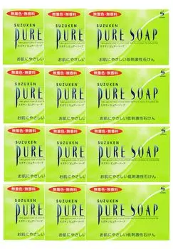 Suzuken Pure Soap 100 г Прозрачное мыло [Набор 12] (большой размер) мыло, гипоаллергенное, приятное для кожи